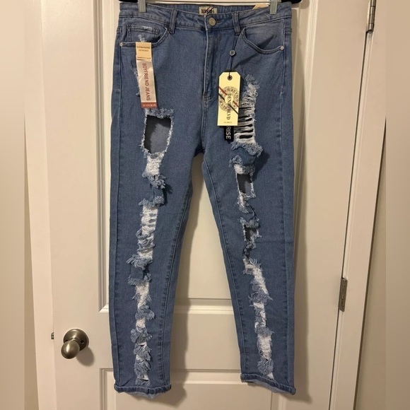 denim blvd Denim - Women’s Denim Blvd Super High Rise Distressed Boyfriend Jeans, 13